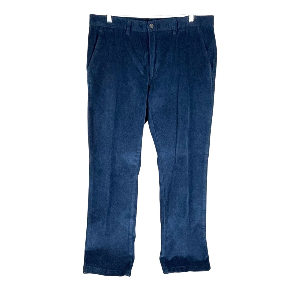 NEW St. Johns Bay Mens Straight Fit Corduroy Pants 36x32 Blue Stretch Flat Front